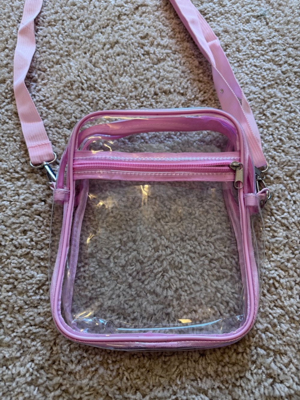 Clear Pink Trim Crossbody Bag